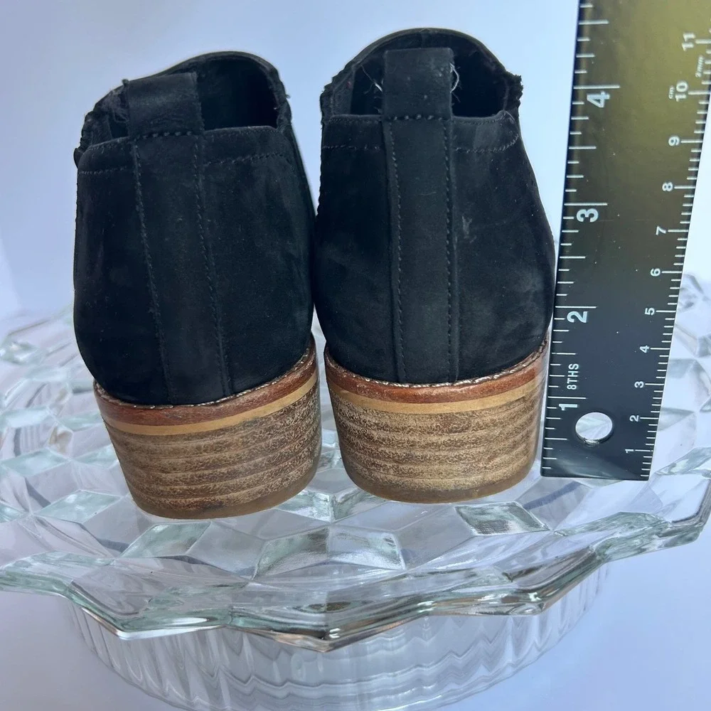 Black Suede Leather‎ Ankle Booties Low Heel Comfortable Everyday Western